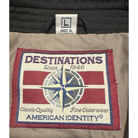 VTG Freightliner Jacket Mens L Black Destinations Bomber American Identity - Picture 11 of 16